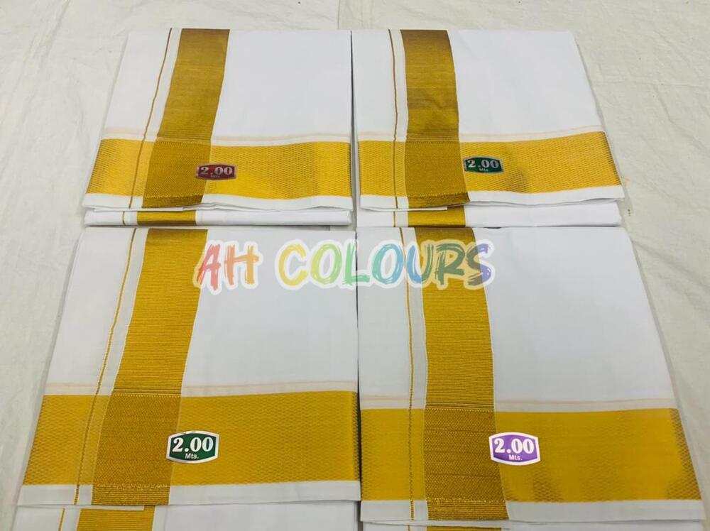 2 mts golden big border dhoti