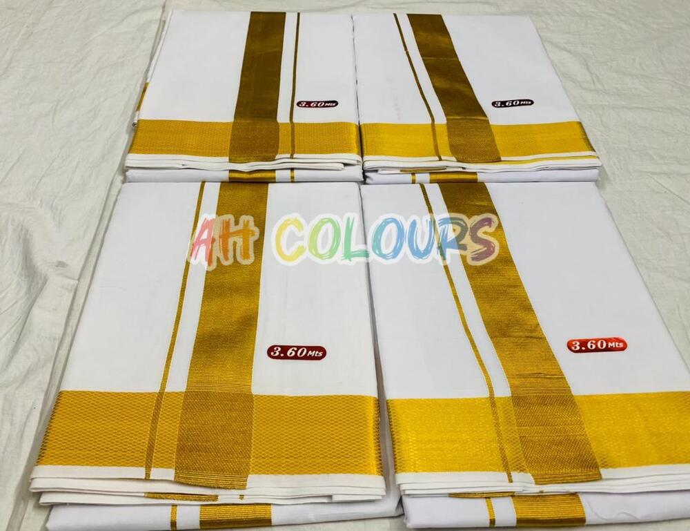 4 Mts Cotton Dhoti Golden Border