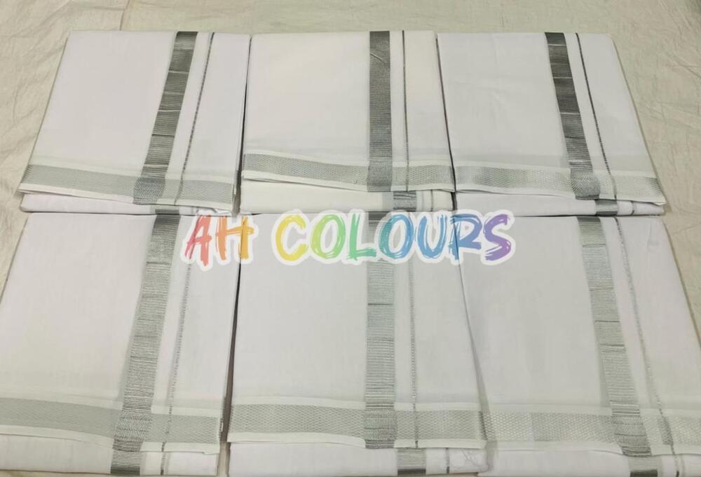 4 mts cotton dhoti silver border