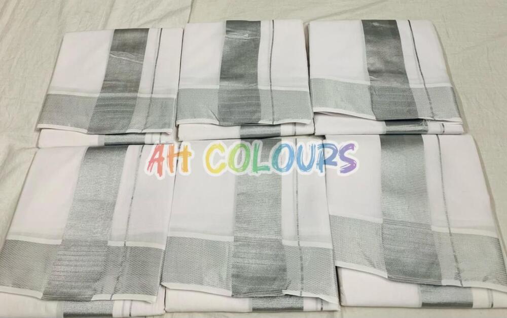 4mts cotton dhoti silver border