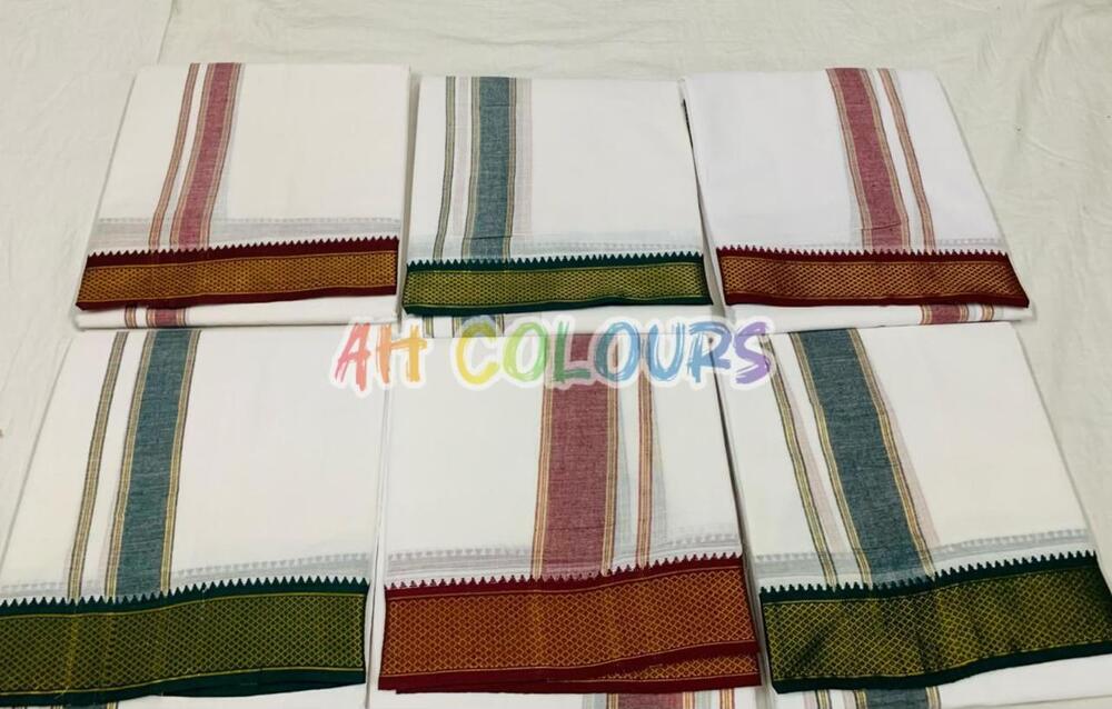 4 mts cotton dhoti mayilkan border