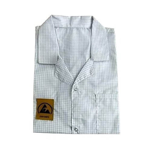 Esd Apron - 98% Fiber & 2% Conductive Fiber Sizes L To Xxxl Colors: Blue White Pink Green Yellow Navy Blue Surface Resistivity: 10^7 Ohm/square