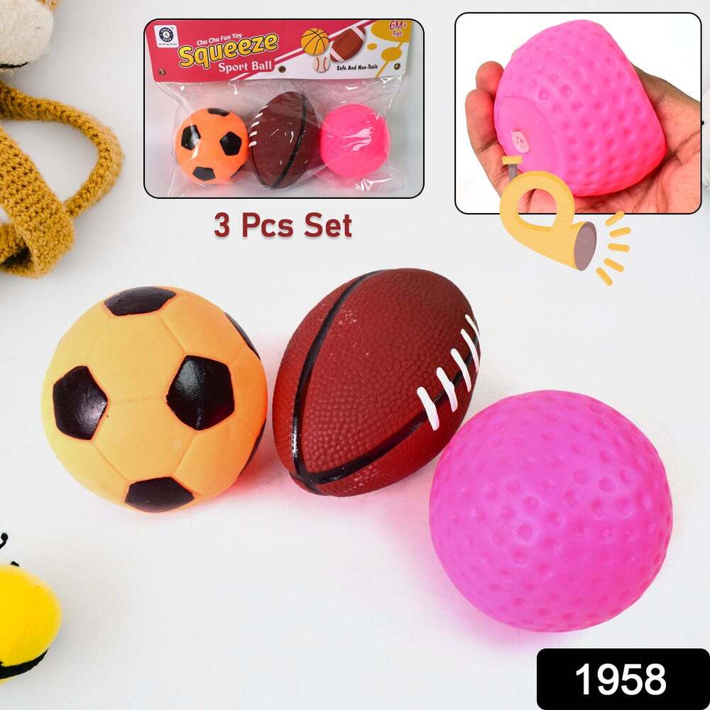 Sports Squeezes Ball Toy Set of 3 Soft Balls for Kids