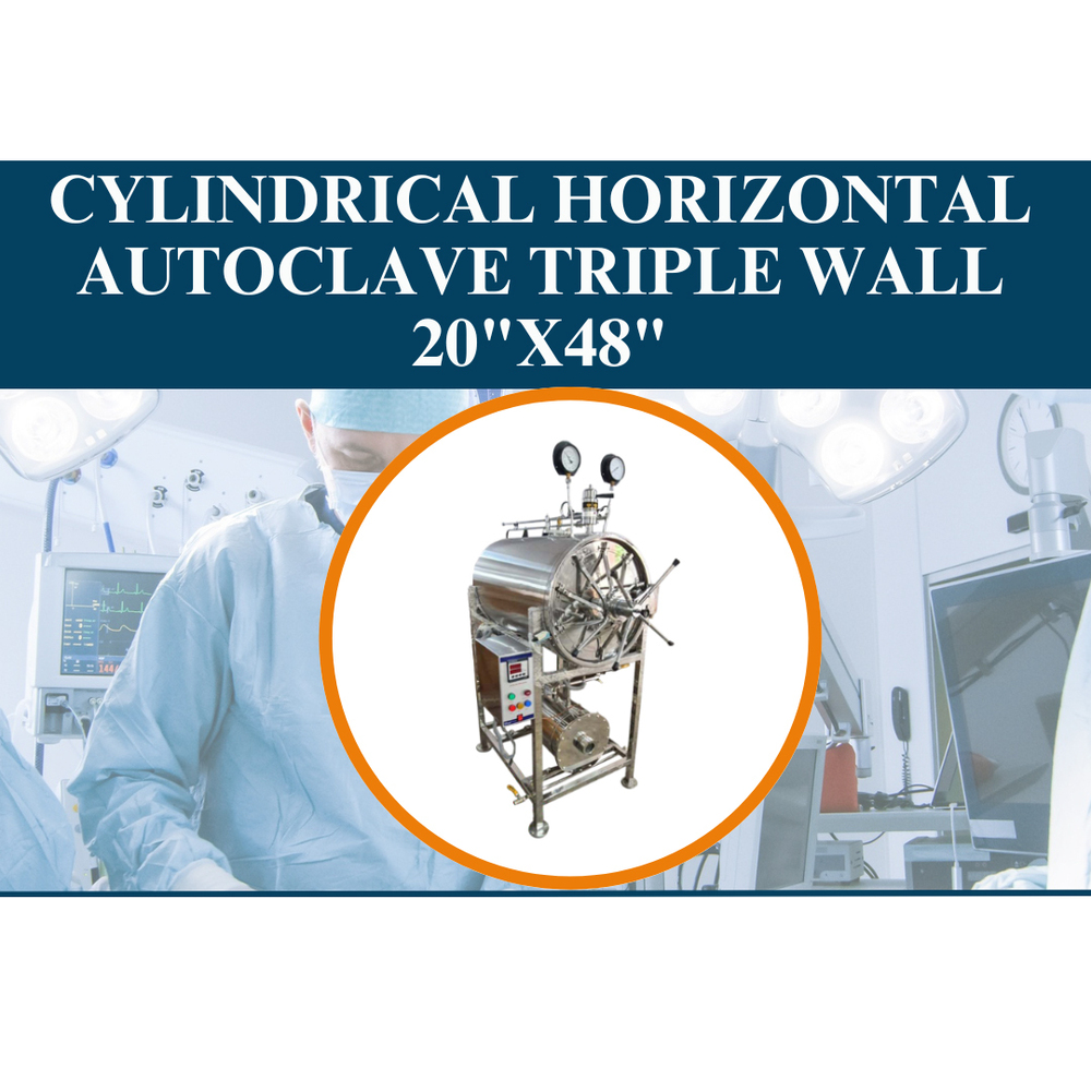 Cylindrical Horizontal Autoclave Triple Wall 20"X48" - Color: Silver