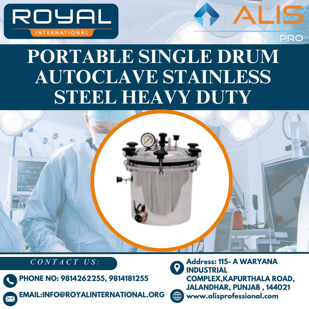 Portable Single Drum Autoclave Stainless Steel Heavy Duty