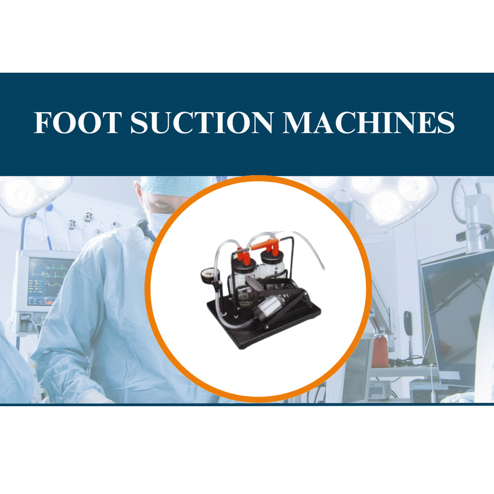 Foot Suction Machines - Plastic, Metal | 2L Capacity, Foot-Pedal Operated, Compact Dimensions 20x20x15cm, 5kg Weight for Surgical Usage