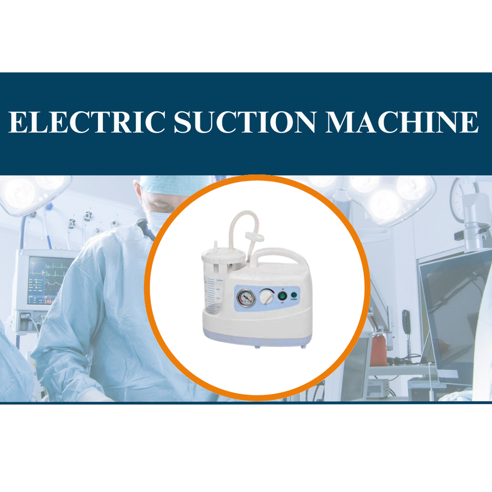 Electric Suction Machine - Plastic and Metal, 20 cm Height, White and Blue Color, 500 ml Storage Capacity, Semi-Automatic Functionality, Analog Pressure Gauge