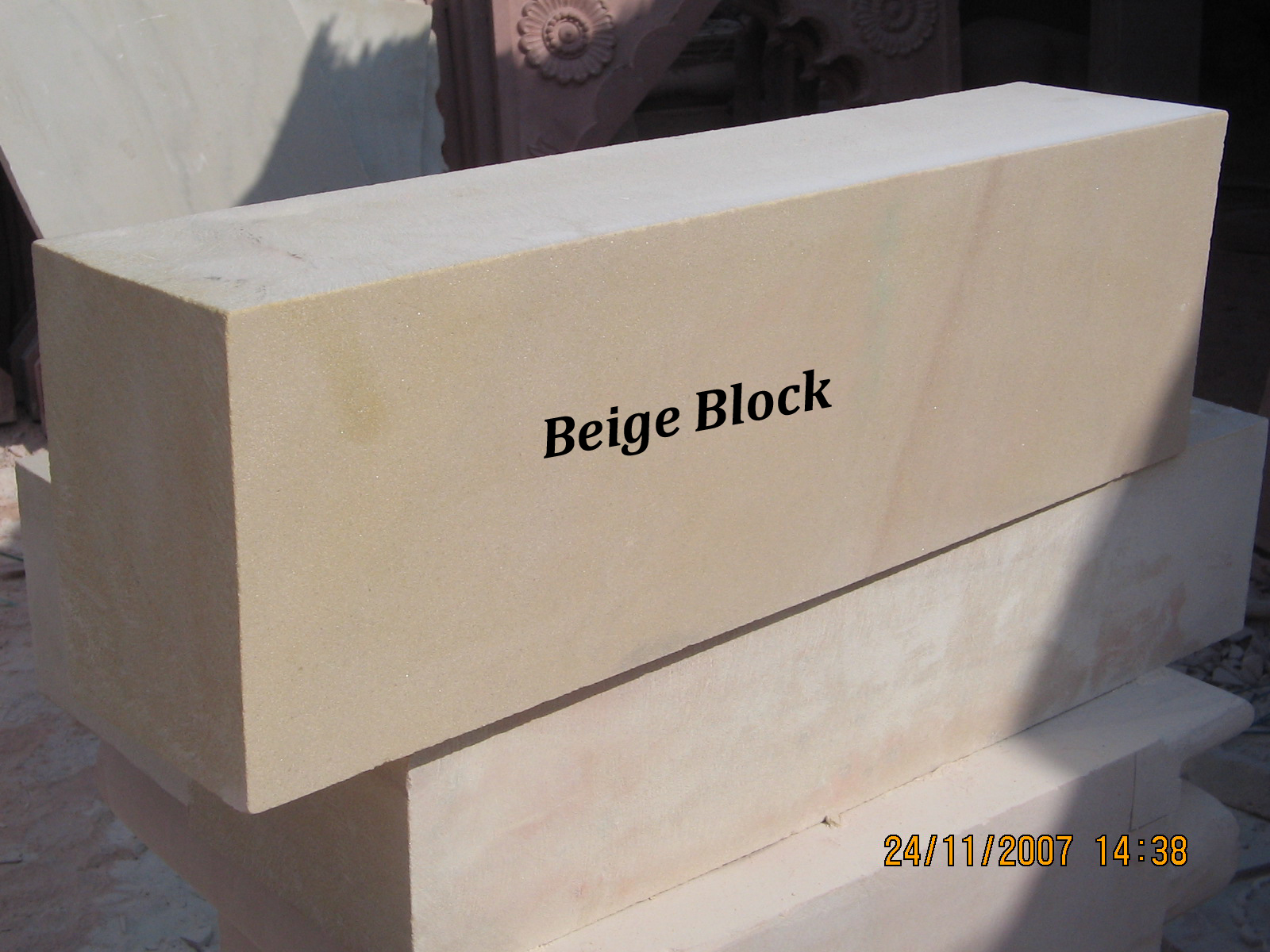 Dholpur Beige Sandstone - Block Form, Machine-cut Finish | Natural Sandstone Material, Warm Beige Color, Medium Porosity, Low Maintenance