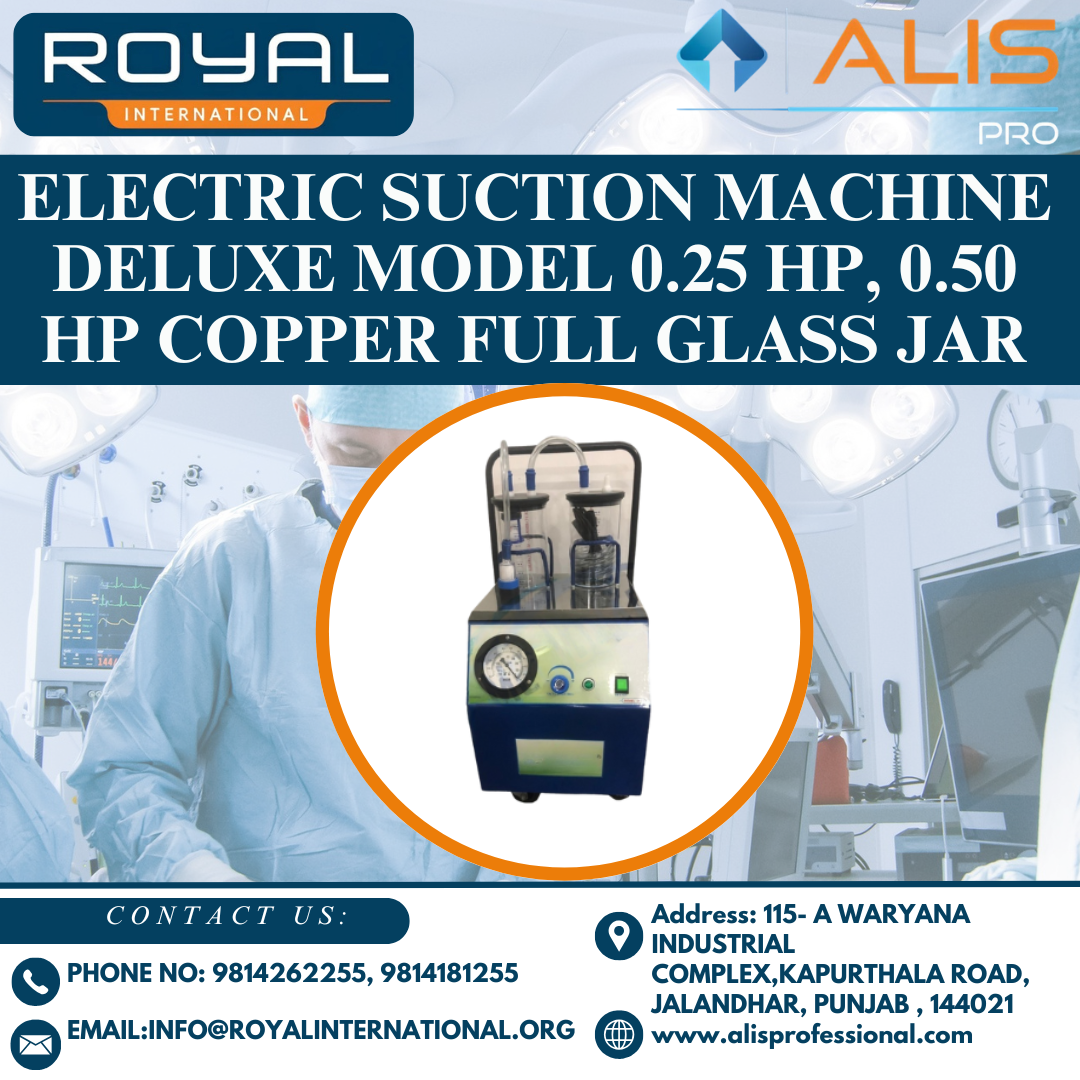 Electric Suction Machine Deluxe Model 0.25 Hp, 0.50 Hp Copper Full Glass Jar