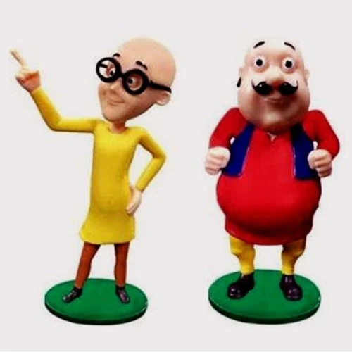 Motu Patlu Pair Fiber Statue - Color: Multicolor