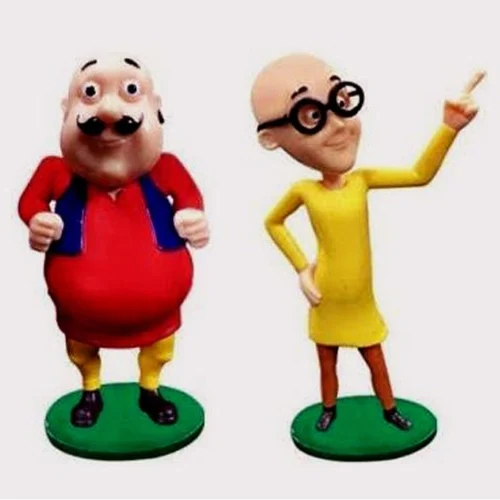 Motu Patlu Pair Fiber Statue - Color: Multicolor