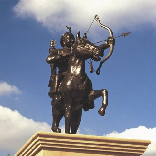 Decorative Fiber Prithviraj Chauhan Statue - Color: Black