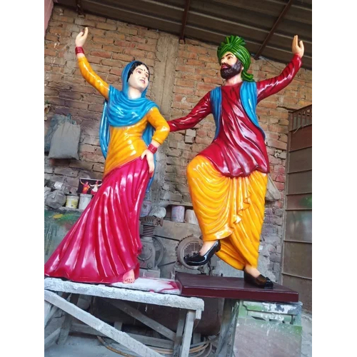 Decorative Punjabi Fiber Statue - Handmade High-Quality Fiber Material, Multicolor Modern Art Design | Unique Hotel Decoration Piece for Lobbies and Guest Rooms