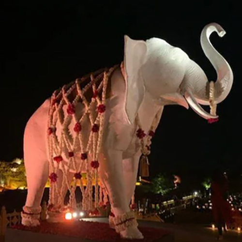 Elephant Fiber Statue