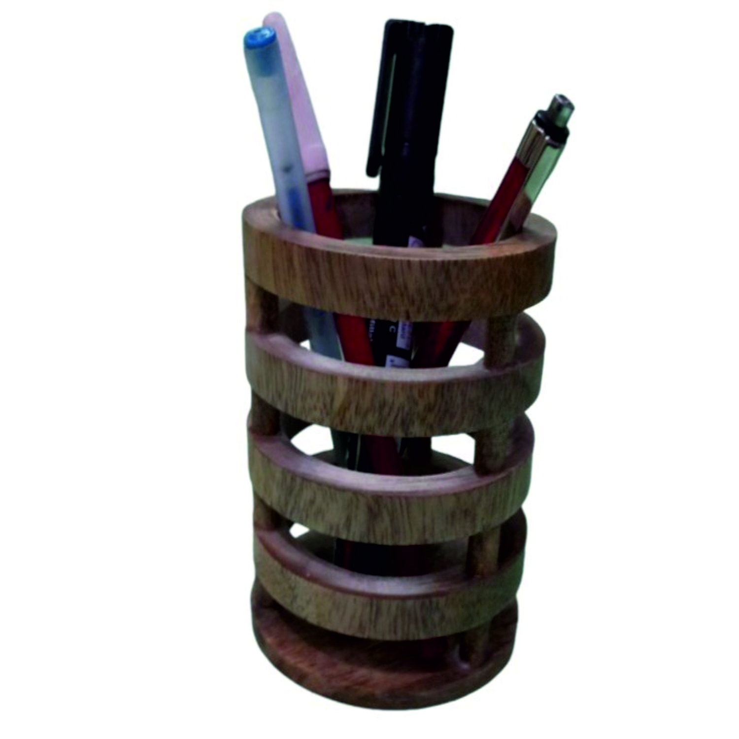 Pen Holder - Mango Wood Material, Glossy Finish, Natural Polish | Ideal For Office, School, And Home Use, Stylish And Eco-friendly Design