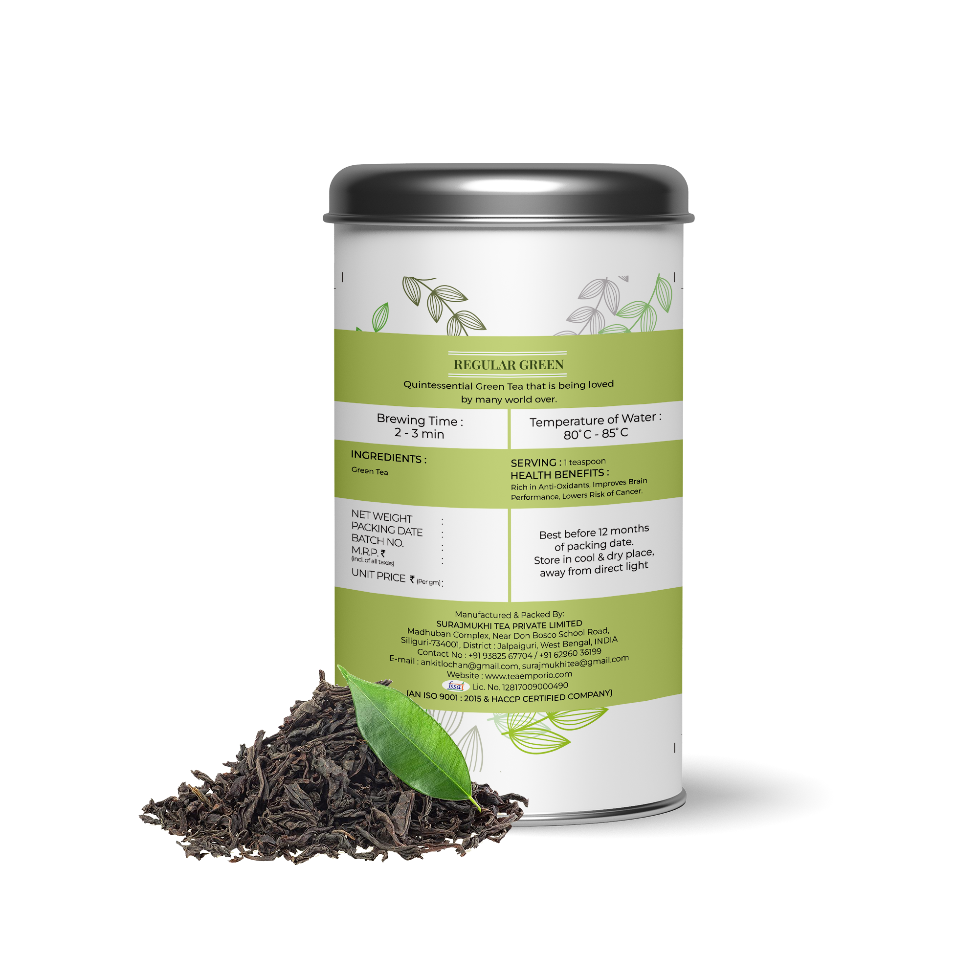 Regular Green Tea - Physical Form: Dried