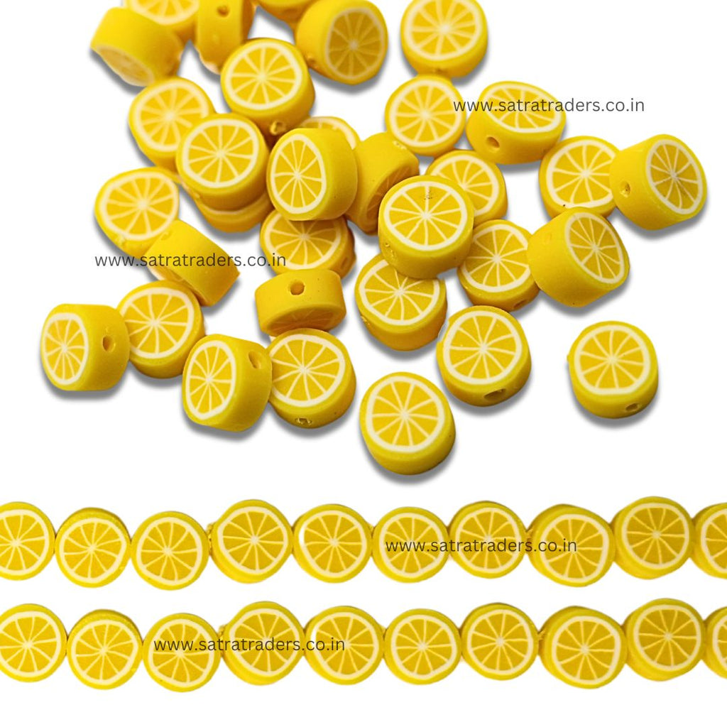 Yellow Polymer Clay Fimo Beads | Size 10mm Thickness 5mm 