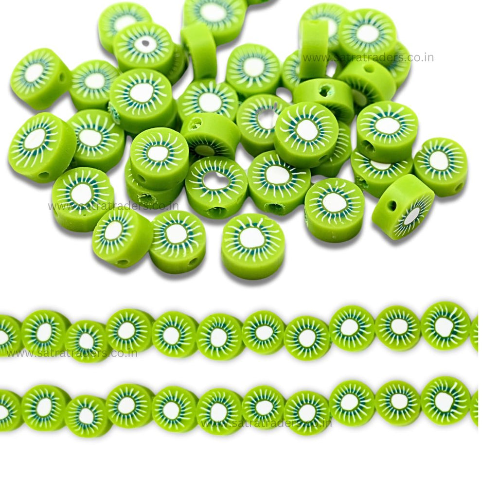 Kiwi Polymer Clay Fimo Beads | Size: 6mm (W) Thickness 2mm