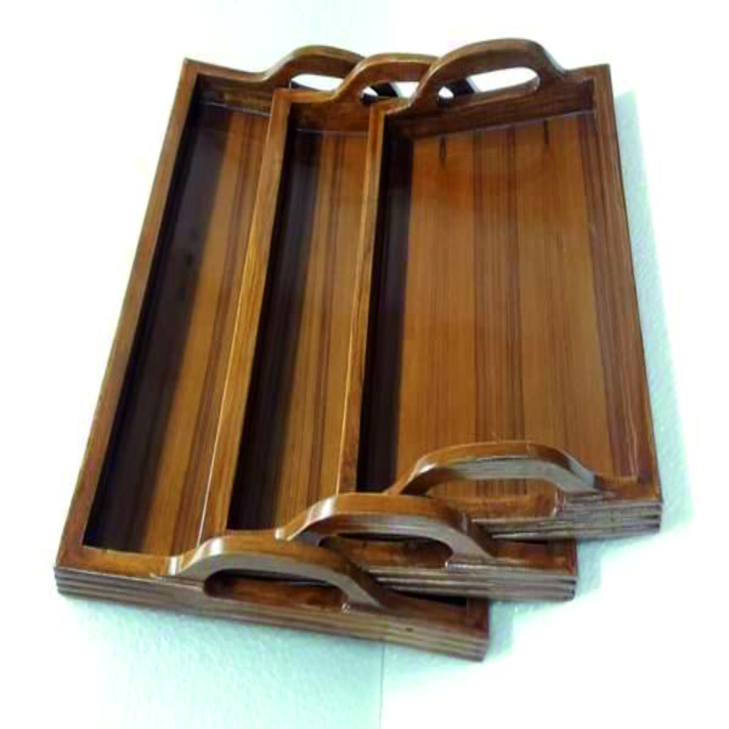 WOODEN TRAY SET WITH HANDLE