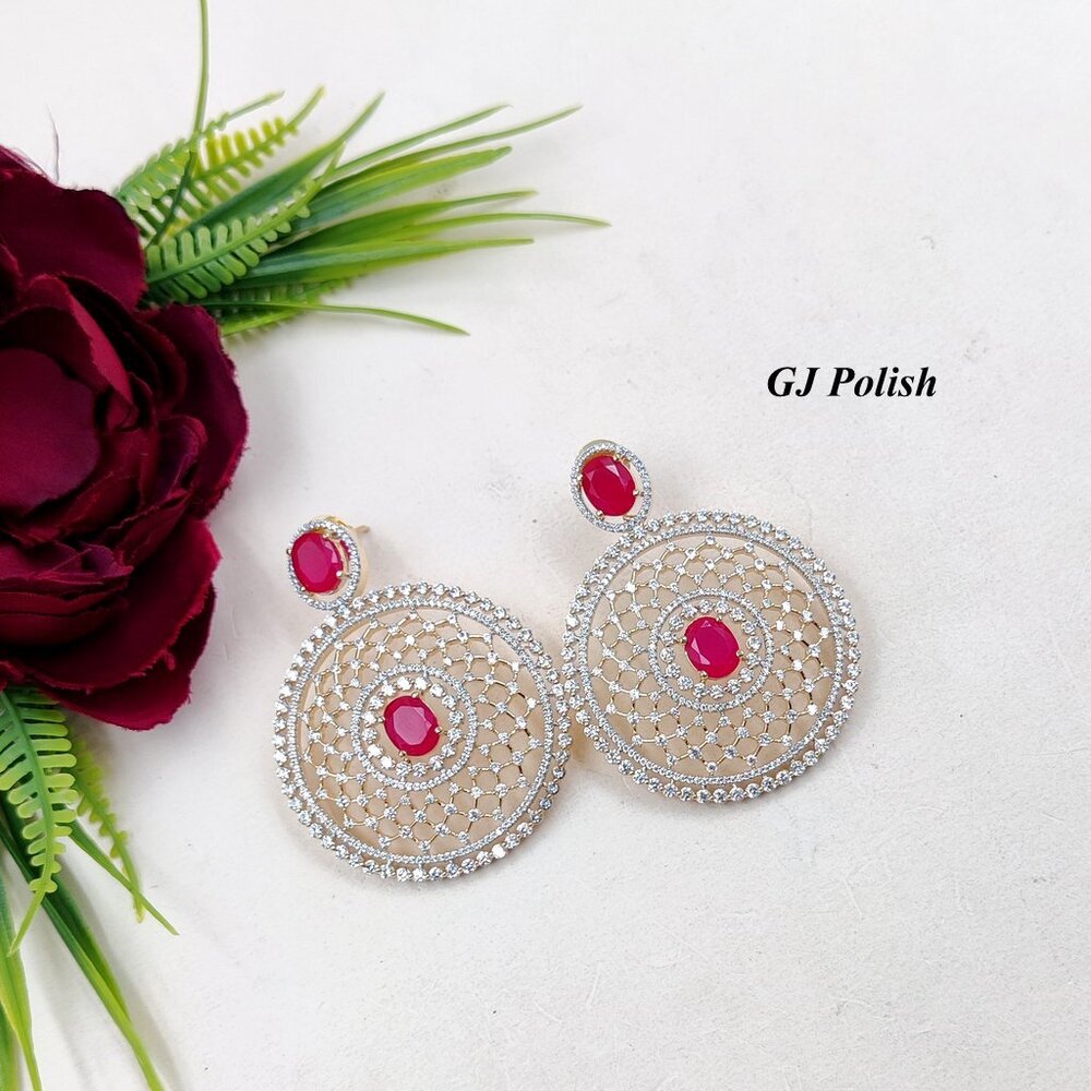 Ad And Glass Stone Earrings - Copper Alloy With Aaa Star Cut Zircon Elegant White Polish For Weddings Engagements And Everyday Wear