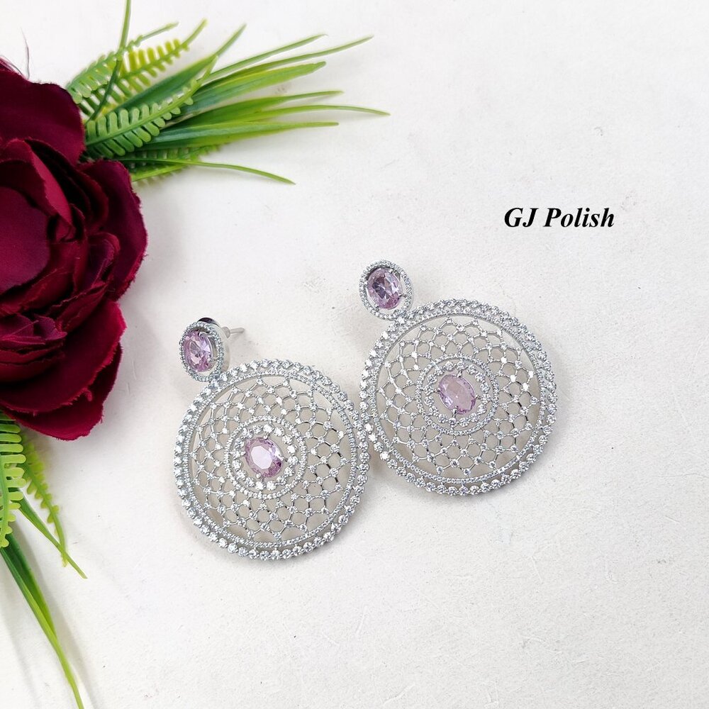Ad And Glass Stone Earrings - Copper Alloy With Aaa Star Cut Zircon Elegant White Polish For Weddings Engagements And Everyday Wear