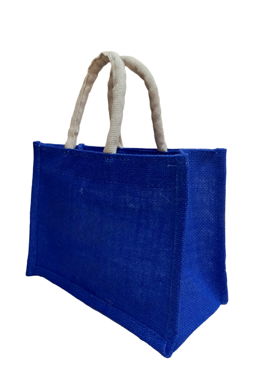 Colour Jute Bag - 14x16x4 Inches | Royal Blue, Customized Design, Logo Options, Ideal For Advertising, Gifts, Promotions, And Shopping