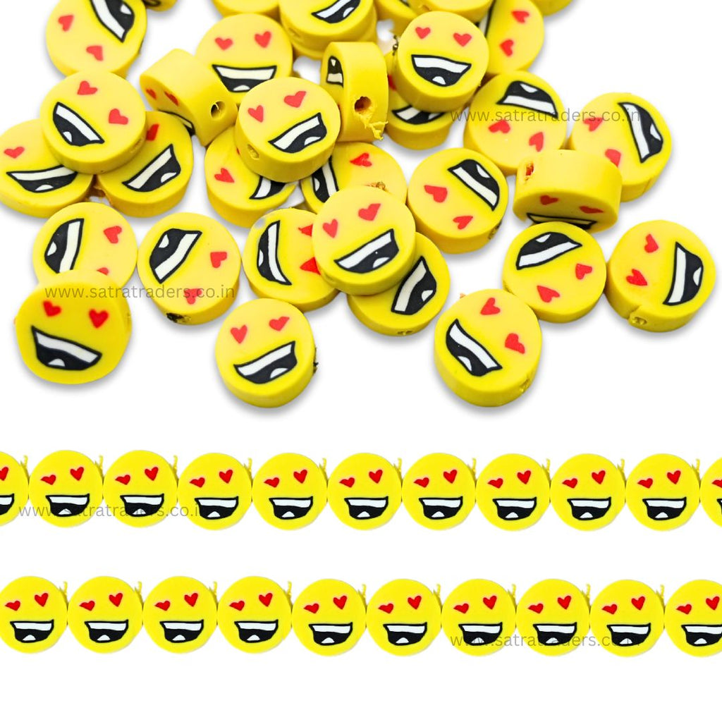 Happy Smiley Polymer Clay Fimo Beads | Size: 6mm (W) Thickness 2mm 