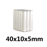 40 X 10 X 5mm Neodymium Block Magnets - Ndfeb Material, Permanent Magnet, Silver Color | Versatile Solution For Diy Crafts And Industrial Applications