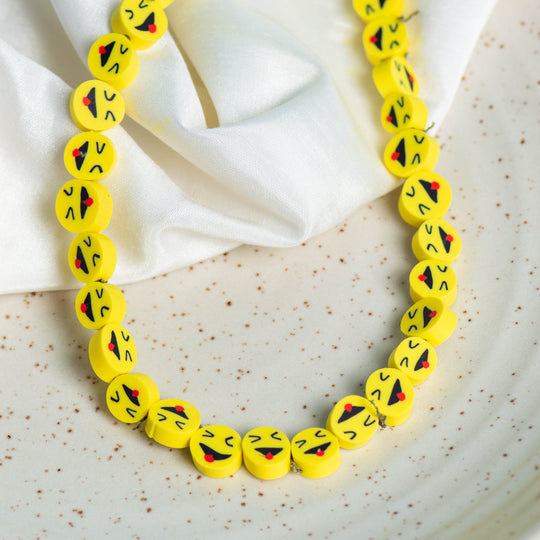 Smiley Polymer Clay Fimo Beads - 10mm Size, 5mm Thickness | 1 String Of 40 Colorful Beads For Creative Crafting And Diy Projects