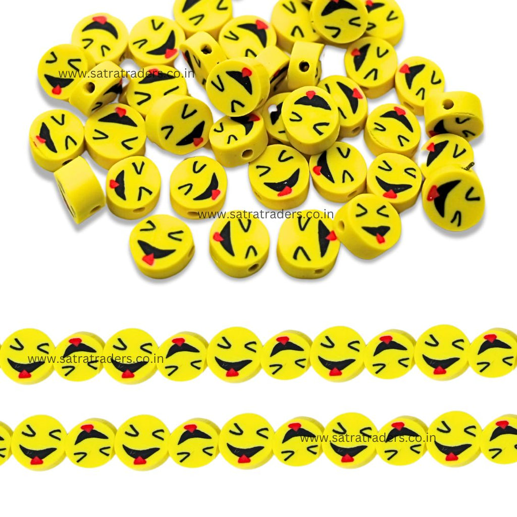 Smiley Polymer Clay Fimo Beads | Size 10mm Thickness 5mm