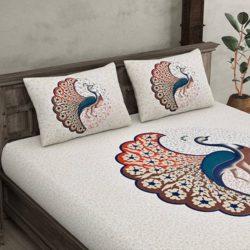 Peacock Printed Bed Sheet