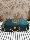 Wedding Invitation Box - Wood Construction, Square Shape, Blue Color, Special Effects Printing, Glossy Lamination Finish