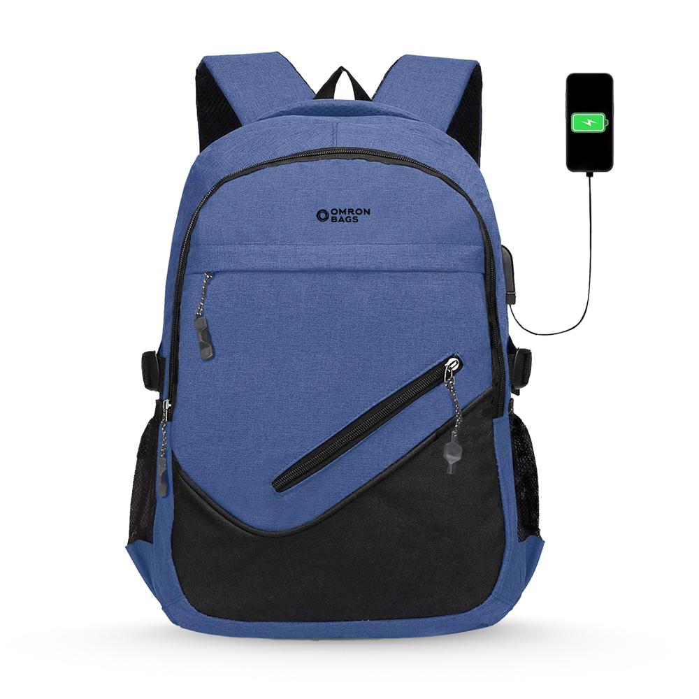 Modern Laptop Backpack with USB Charging Port for Men & Women, Office, College and Daily Use (Blue)