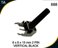 6x6x15mm 2pin Vertical Black Tactile Switch - Material: Plastic
