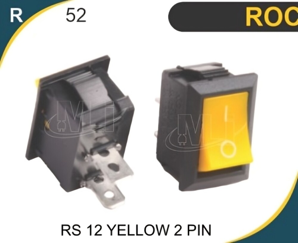 Rocker Switch Yellow 2 Pin On Off