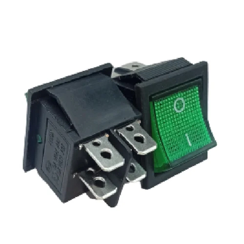 ROCKER SWITCH GREEN LIGHT 4 PIN ON-OFF