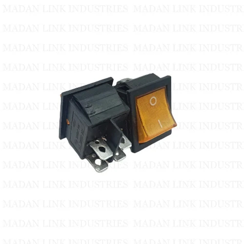 Rs608 Yellow Light 4 Pin On-Off Rocker - Material: Metal