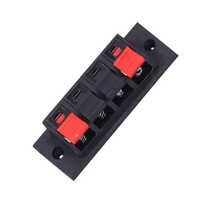 4 Way Pole Speaker Terminal Long Socket - Plastic Material, Standard Size, Black Color | 16a Power Rating, Four Speaker Channels, Spring Clip Design