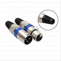 3 Pin Xlr Male Female Connector - Zinc Alloy, Usb Cable Type, Blue And Silver Color | Durable Design For Versatile Electronic Applications