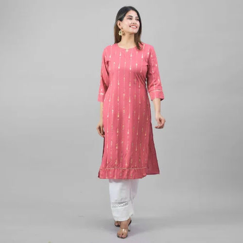 Ladies Casual Wear Kurti Pant Set - Feature: Washable