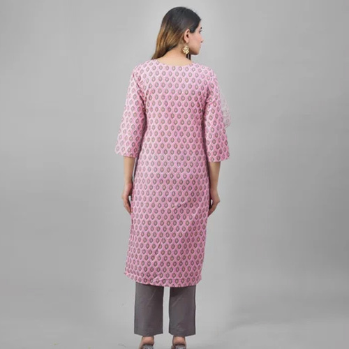 Ladies Printed Cotton Kurti Pant Set - Feature: High Quality