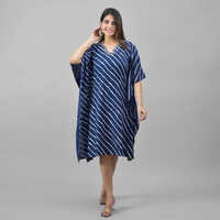 Ladies Blue Printed Kaftan