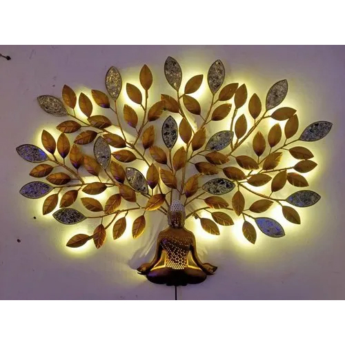 Decorative God Wall Art - Metal, 50 Inches Long, Golden Finish | Easy To Clean, Moisture Proof, Intricate Indian Design