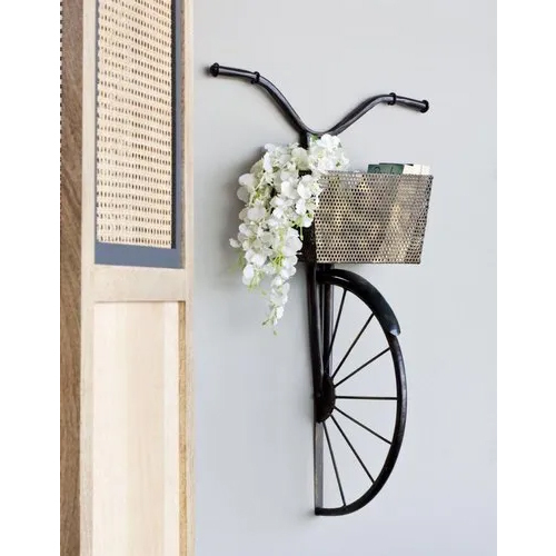 Metal Cycle Basket Wall Decor - Color: Brown