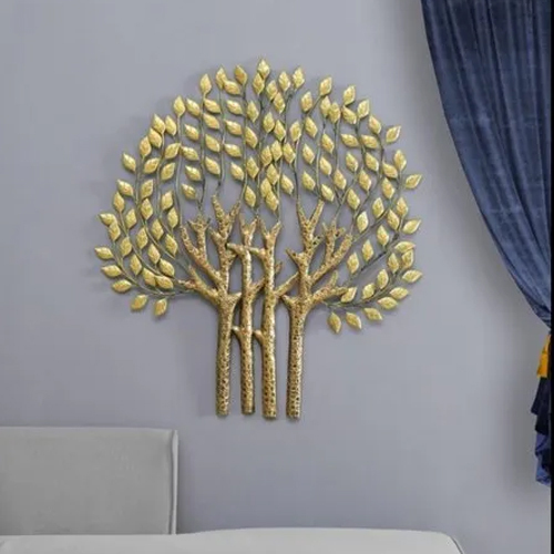 Metal Wall Decor Tree - 40x36 Inches | Golden Polish Finish, Easy to Clean, Nature Theme, Durable Metal Art