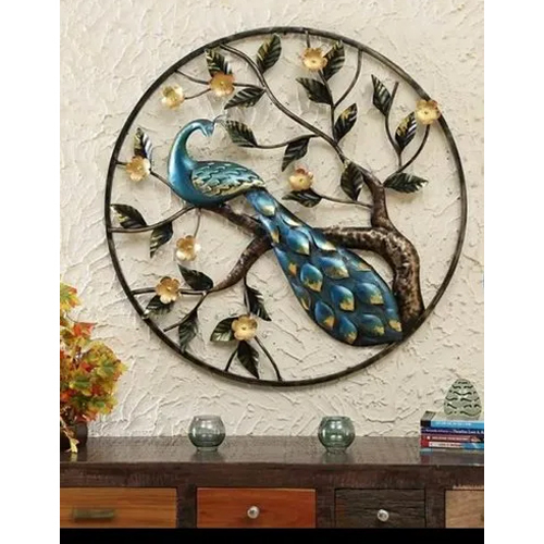 Decorative Metal Peacock Wall Art - Color: Brown