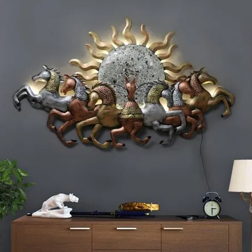 Metal Decorative Horse Wall Art - Color: Brown