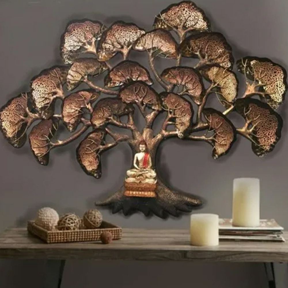 Metal Tree Wall Decor - Metal, [Intricate Brown Design, Glossy Finish] | [Water-Resistant, Easy to Clean, Modern Art Style]
