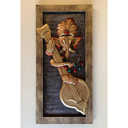 Musical Ganesha Wall Hanging - Color: Brown