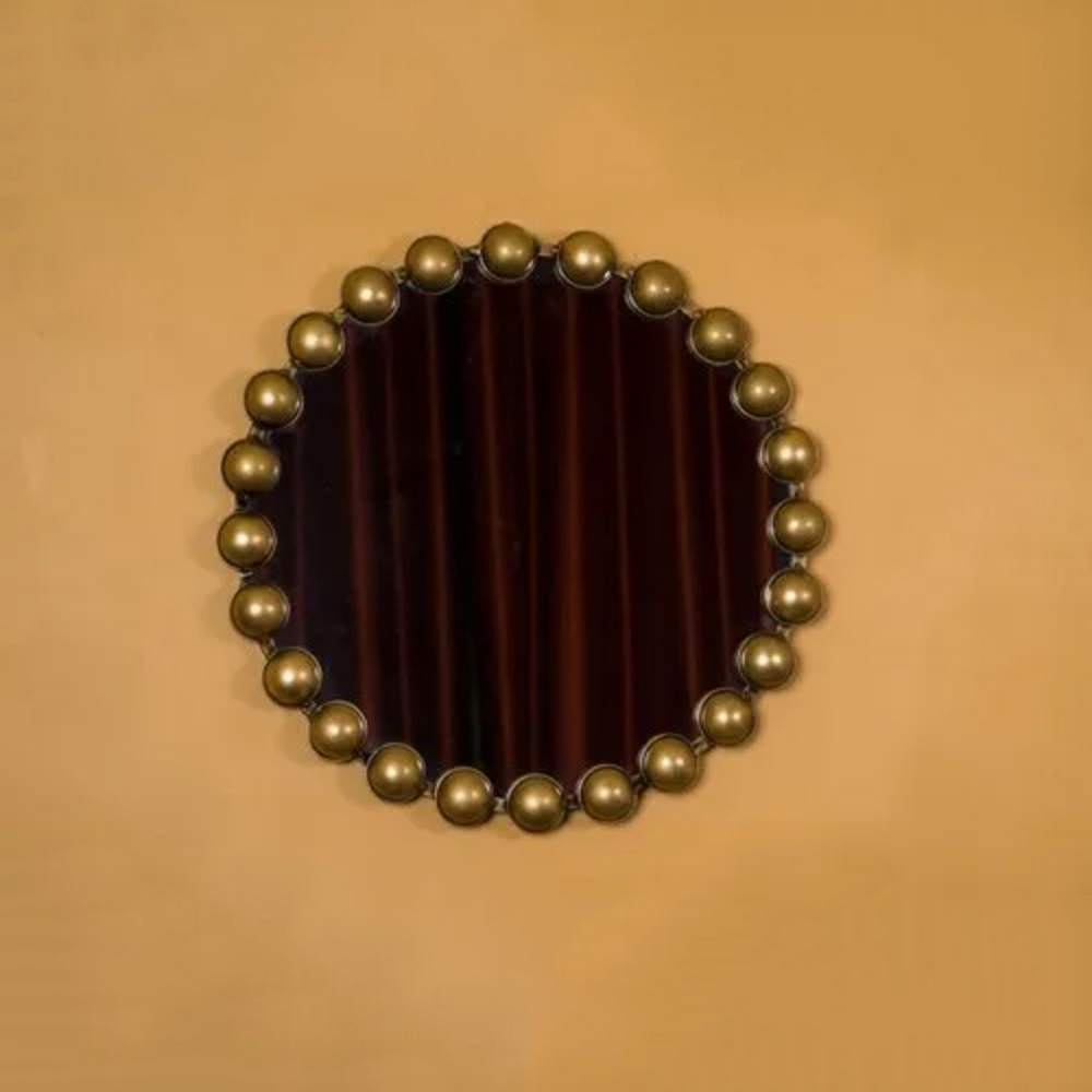 Metal Frame Round Wall Mirror - 24 Inches Diameter, High-Quality Iron Frame with Polished Finish for Elegant Home Decor